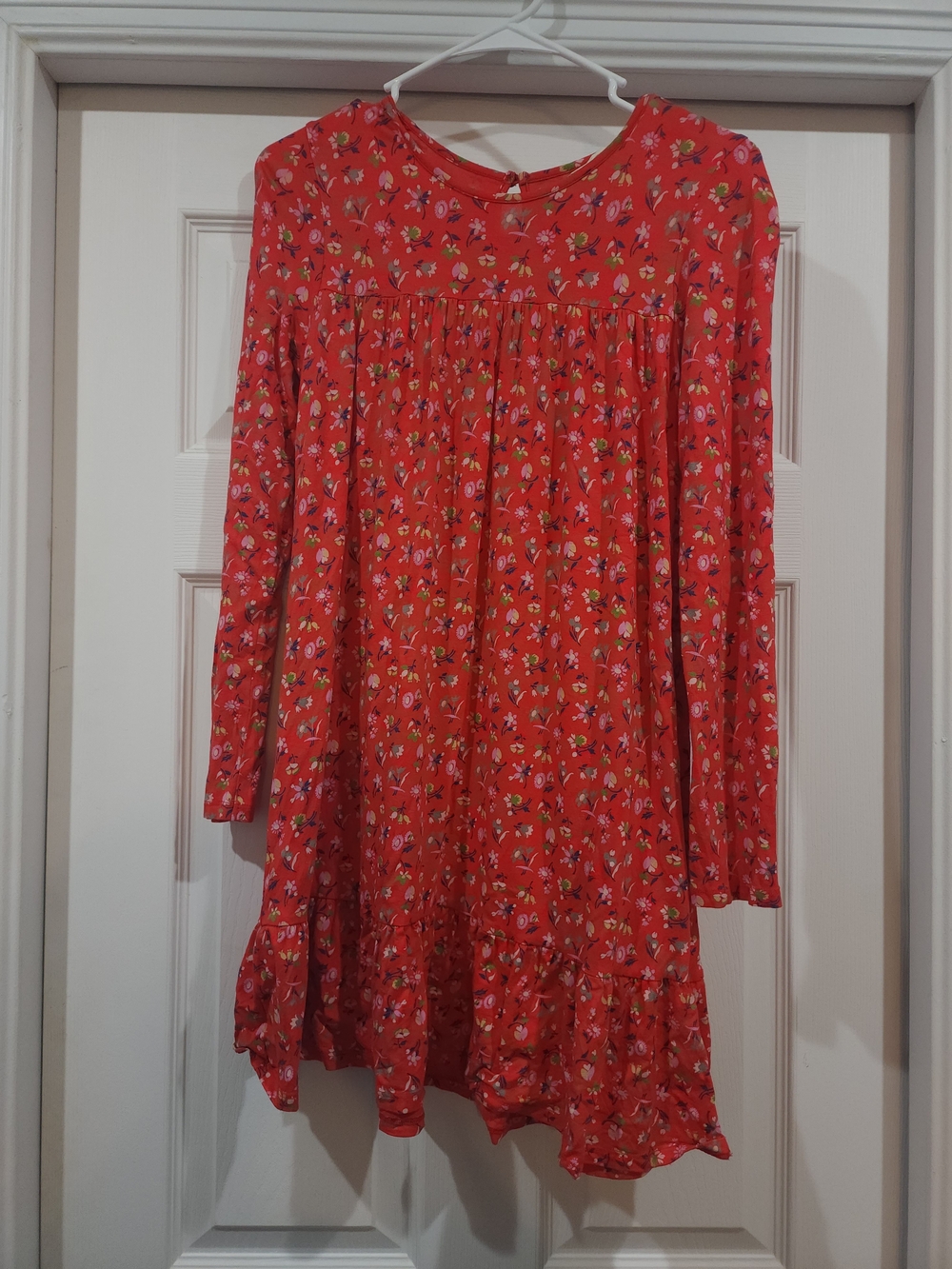 Mini Boden Red Floral Ruffled Hem Dress